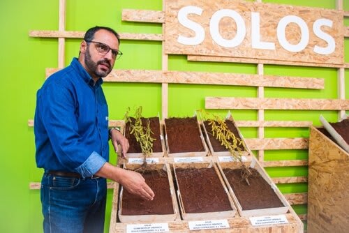 Condorelli mostra a diferença entre o tamanho das raízes e o impacto na produtividade. Foto Jackson Ciceri/ExpoRevista.